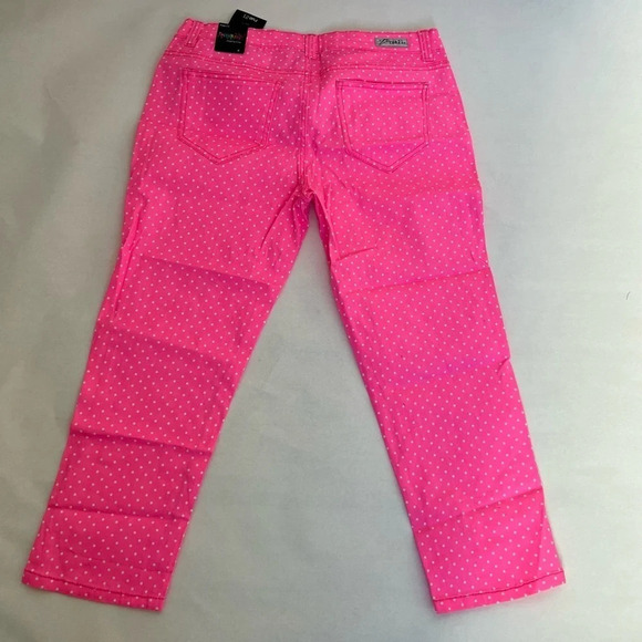 Rue 21  PINK Crop Legging Capri Pants Pink with Polka Dots Sz 9 Juniors Stretchy - Picture 2 of 6